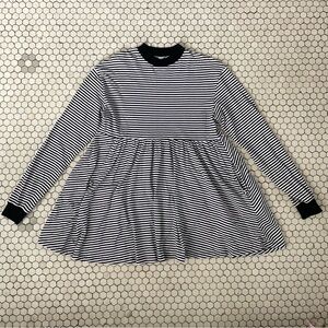 LAZY OAF Sally Dress Medium Black White Stripe Grunge Skater Streetwear Pockets